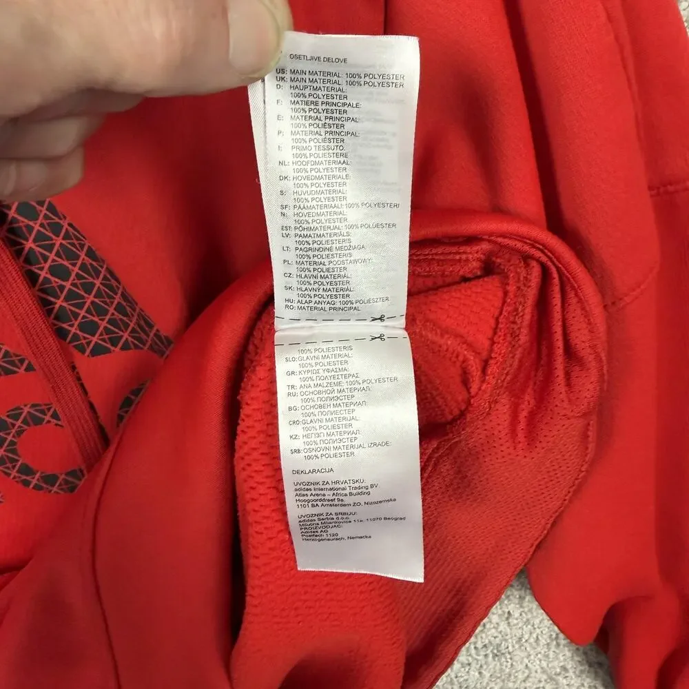 Adidas Hoodie Mens M Red Pullover Big Logo Sweatshirt Gym Sporty Athleisure